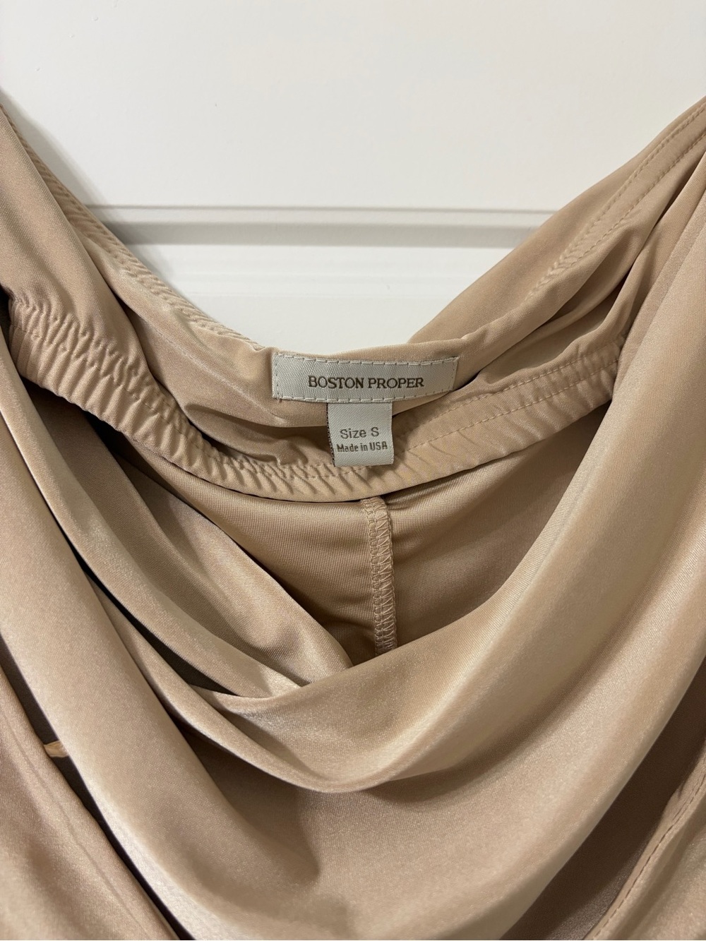 Boston Proper Tan Draped Cowl Neck Dress Size Small - Picture 3 of 5